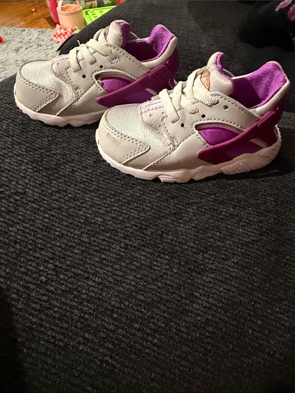 Nike Huarache White and Purple Sneakers